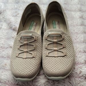 Skechers Air-Cooled Comfort Memory Foam Slip On Taupe Coral Sneakers Size 7.5